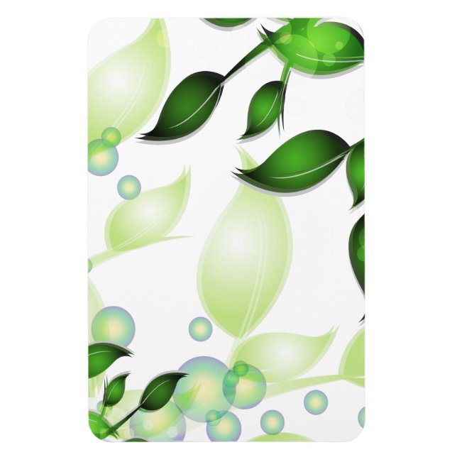 Fresh Garden Leaves on White Magnet (Vertical)