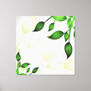 Fresh Garden Leaves on White  Wrapped Canvas