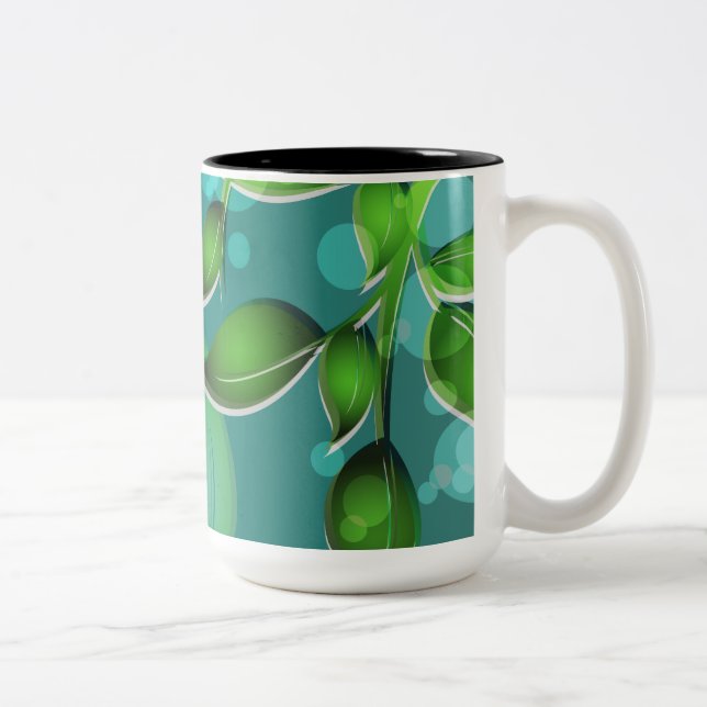 Fresh Garden Leaves Two-Tone Coffee Mug (Right)