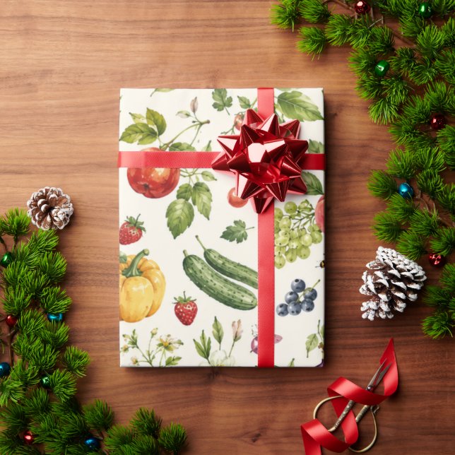 Fresh Garden Produce & Fruit Wrapping Paper (Holiday Gift)