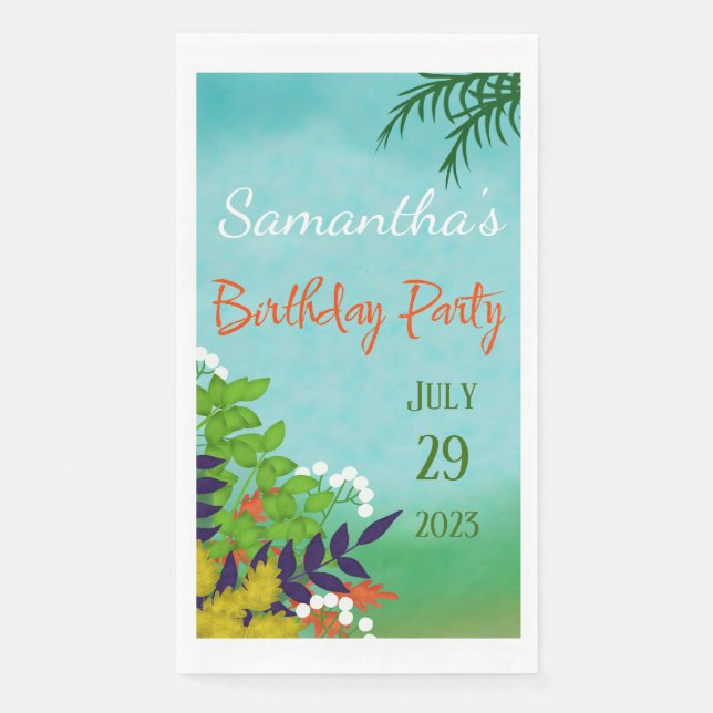 Fresh Garden Theme Birthday Napkin (Front)