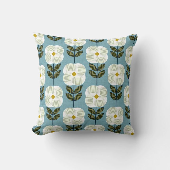 Fresh glamour flower - white and blue cushion (Front)