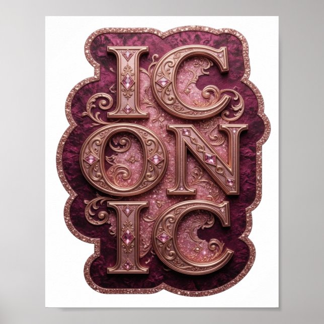 Fresh Gold ICONIC Text Design Poster (Front)