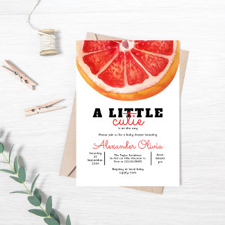 Fresh Grapefruit Watercolor Citrus Baby Shower Invitation