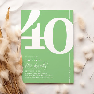 Fresh Green 40th Birthday Invitation