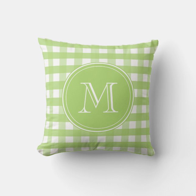 Fresh Green and White Gingham Cushion (Front)