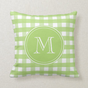 Fresh Green and White Gingham Cushion