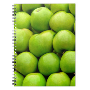 Fresh green apple fruit pattern background notebook
