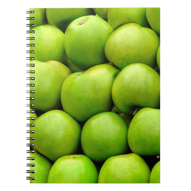 Fresh green apple fruit pattern background notebook (Front)