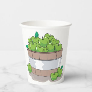Fresh Green Apple Harvest Barrel Granny Smith Paper Cups