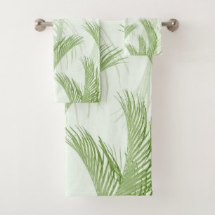 Fresh Green Feather Palm Bliss 1 Bath Towel Set