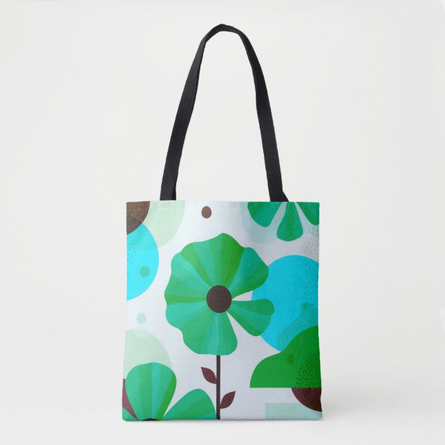 Fresh Green Floral Modern Tote Bag (Front)