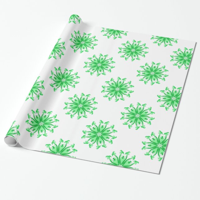 Fresh green flower seamless pattern wrapping paper (Unrolled)