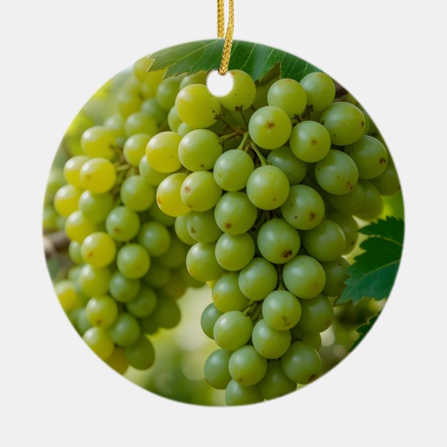 fresh green grapes ceramic tree decoration (Front)