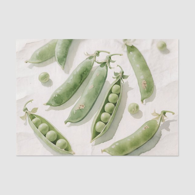 Fresh Green Peas Watercolor Tissue Paper (Front)