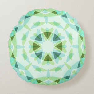 Fresh Green Pretty Blue Star Dopamine Decor Kitsch Round Cushion