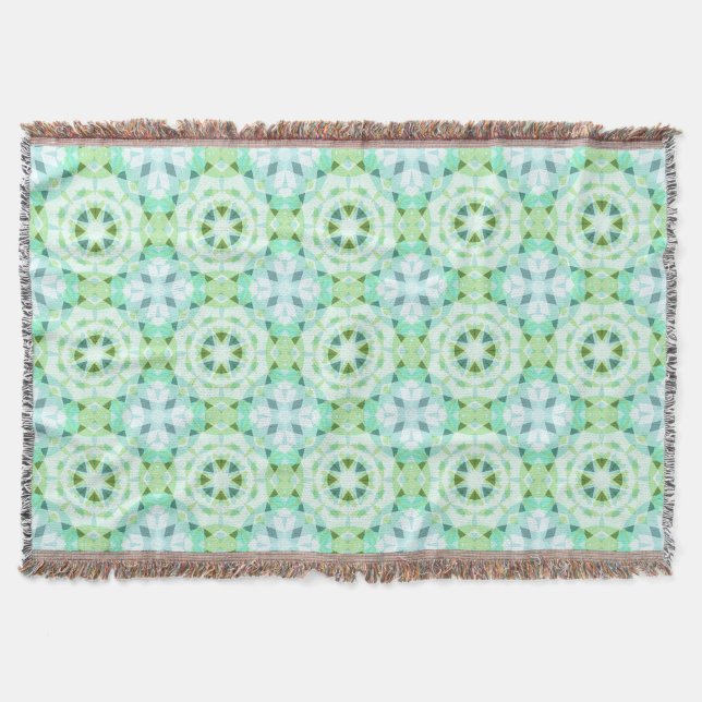 Fresh Green Pretty Blue Star Dopamine Decor Kitsch Throw Blanket (Front)