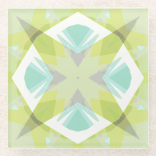 Fresh Green Retro Star Dopamine Decor Whimsical Glass Coaster
