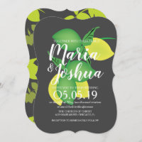 Fresh Green Yellow Lemon Silo Pattern Grey Wedding