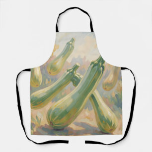 Fresh Green Zucchini Impressionist Painting Apron