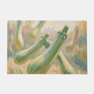 Fresh Green Zucchini Impressionist Painting Doormat