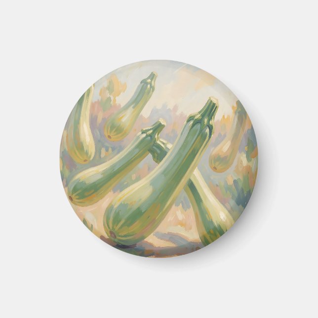 Fresh Green Zucchini Impressionist Painting Magnet (Front)