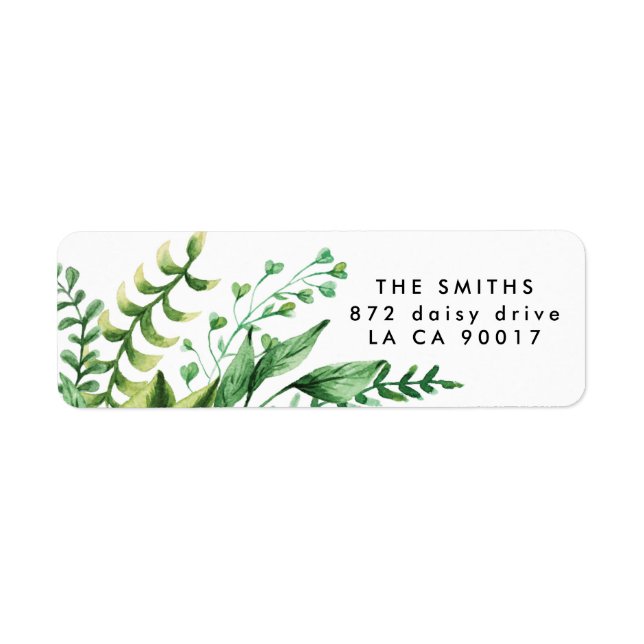 Fresh Greenery Leafy Plants Wedding Return Address (Front)
