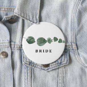 Fresh Greenery Modern Watercolor Bride's 10 Cm Round Badge