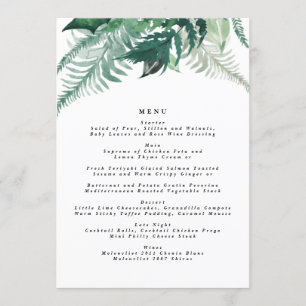 Fresh Greenery Modern Watercolor Wedding Menu