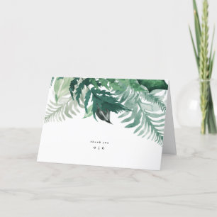 Fresh Greenery Modern Watercolor Wedding Photo Thank You Card