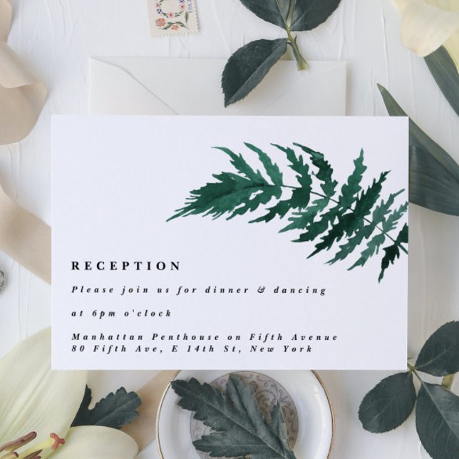 Fresh Greenery Modern Watercolor Wedding Reception Enclosure Card (Creator Uploaded)