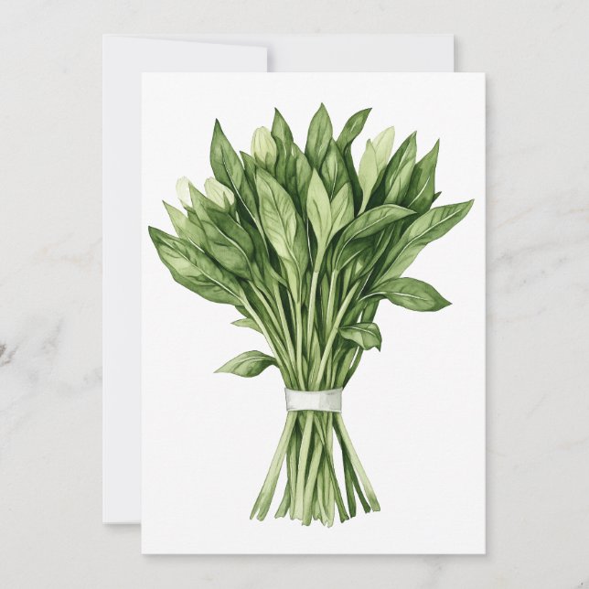 Fresh Greenery Watercolor Wedding Bouquet Invitation (Front)