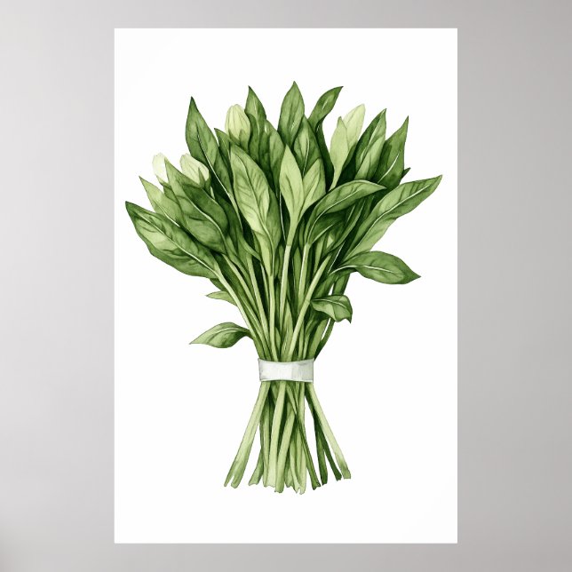 Fresh Greenery Watercolor Wedding Bouquet Poster (Front)