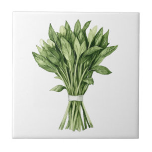 Fresh Greenery Watercolor Wedding Bouquet Tile