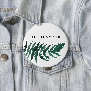 Fresh Greenery Watercolor Wedding Bridesmaid 10 Cm Round Badge