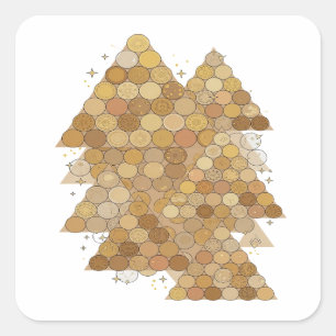 Fresh Grey GOLDEN TREES Decal Art Square Sticker
