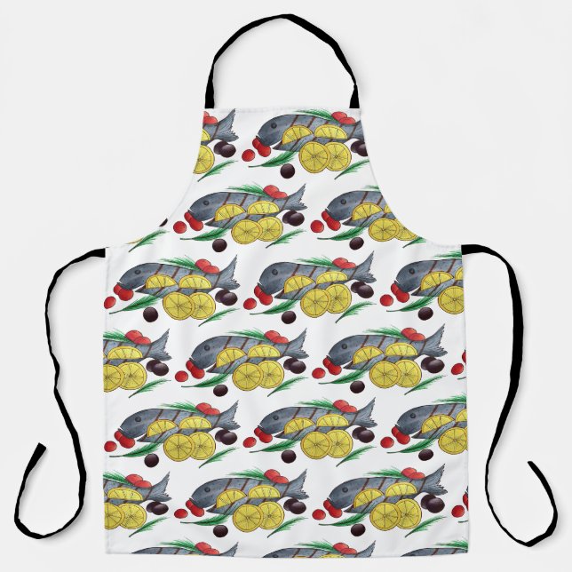 Fresh Grilled Fish Greek Mediterranean Seafood Apron (Front)