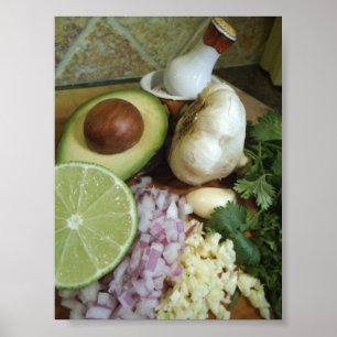 Fresh Guacamole Ingredients Poster