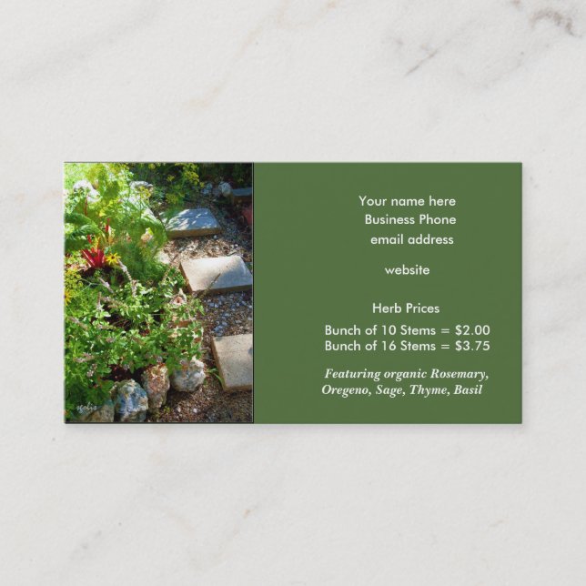 Fresh Herbs for Sale Template Business Card (Front)