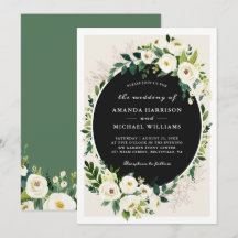 Fresh Ivory Green Floral Wedding Invitation