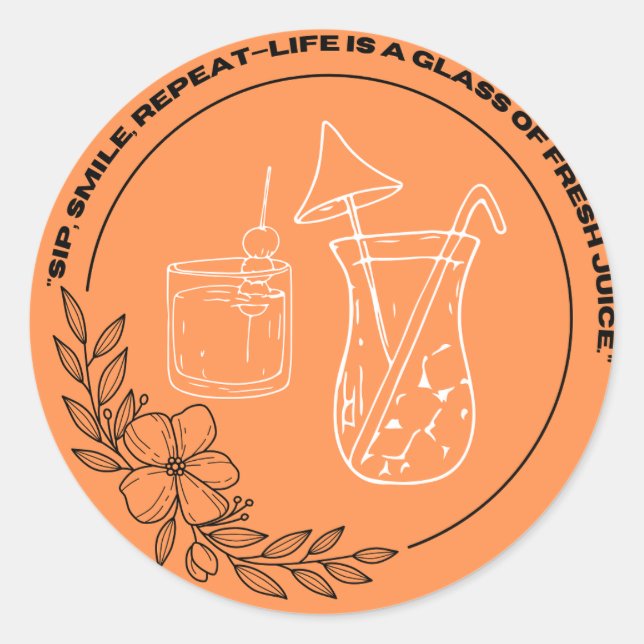 "Fresh Juice Sips" Stickers (Front)