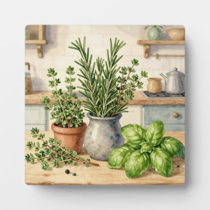 Fresh Kitchen Herbs Watercolor  Plaque