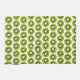 Fresh kiwi fruit background. Round slices pattern Tea Towel