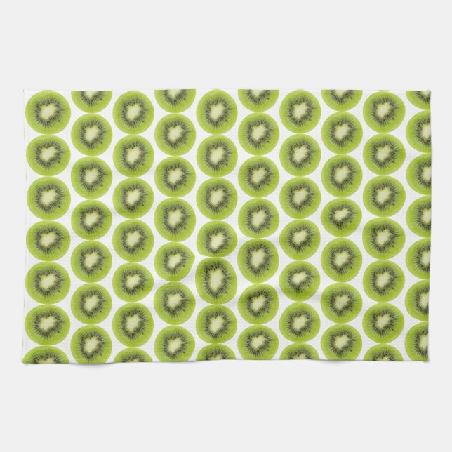 Fresh kiwi fruit background. Round slices pattern Tea Towel (Horizontal)