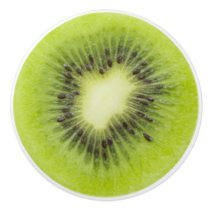 Fresh kiwi fruit. Round slice closeup isolated Ceramic Knob