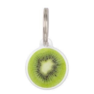 Fresh kiwi fruit. Round slice closeup isolated Pet Tag
