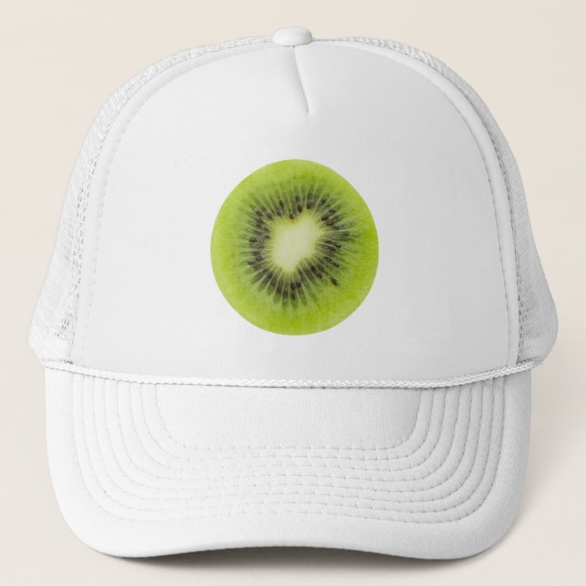 Fresh kiwi fruit. Round slice closeup isolated Trucker Hat (Front)