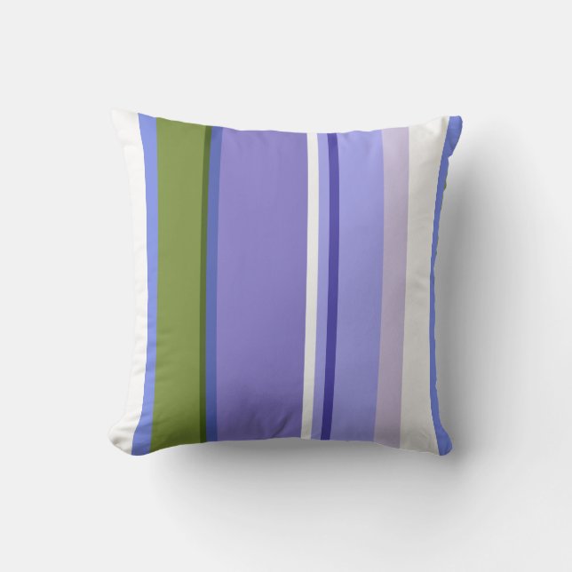 Fresh Lavender & Green Stripes Contemporary Cushion (Front)