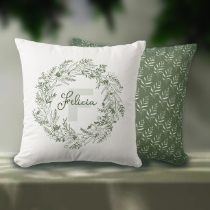 Fresh Leafy Monogram F Design Cushion