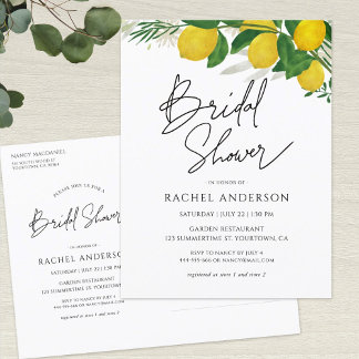 Fresh Lemon Bridal Shower Invitation Postcard